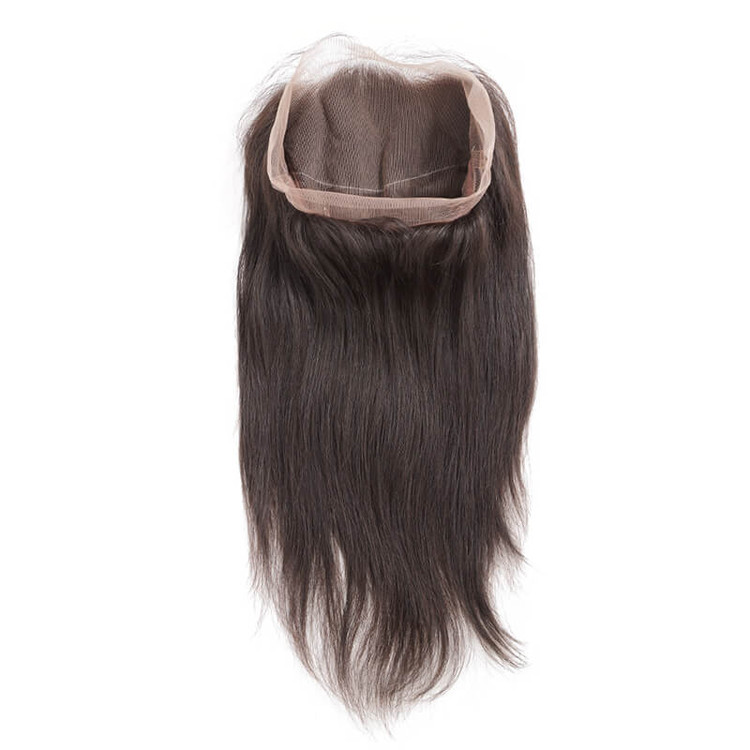 Unverarbeitetes reines Haar, seidig, gerade, 360 Lace Frontal, schwarze Farbe 0