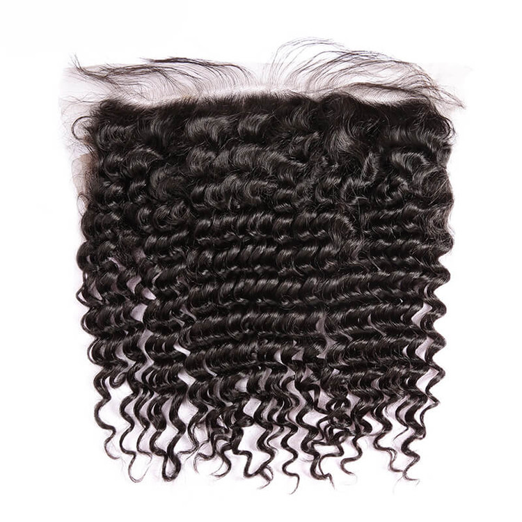 Frontal de encaje de onda profunda de cabello virgen más barato, espalda natural 1