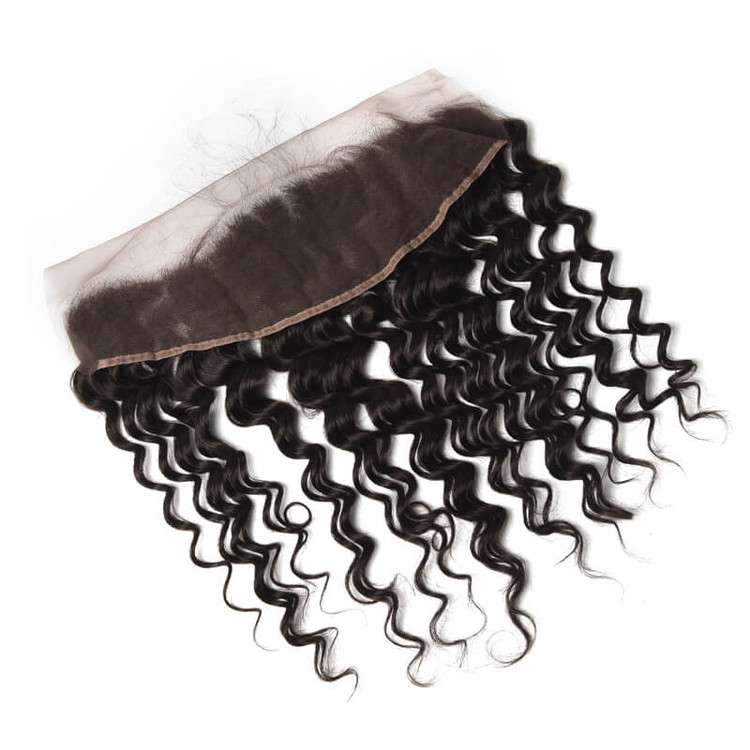 Frontal de cabelo brasileiro macio como seda, frente de renda de onda de água 13x4 polegadas 0