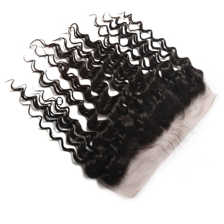 Frontal de cabelo brasileiro macio como seda, frente de renda de onda de água 13x4 polegadas 1
