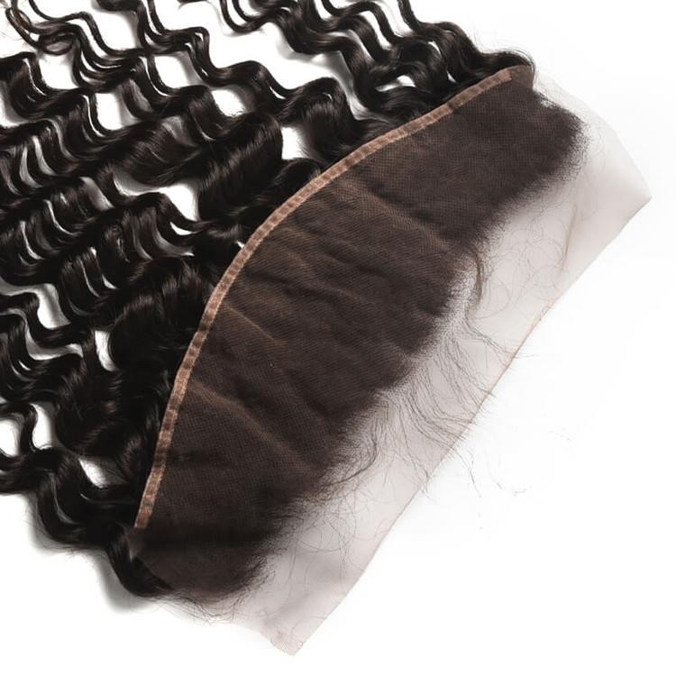 Frontal de cabelo brasileiro macio como seda, frente de renda de onda de água 13x4 polegadas 2