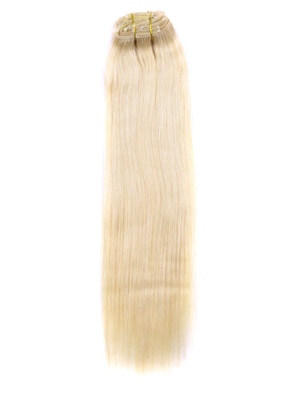 Bleach White Blonde (#613) Premium Straight Clip In Hair Extensions 7 stuks 3