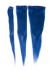 Bleu(#Bleu) Extensions droites de luxe à clips de cheveux humains 7 pièces 2 small