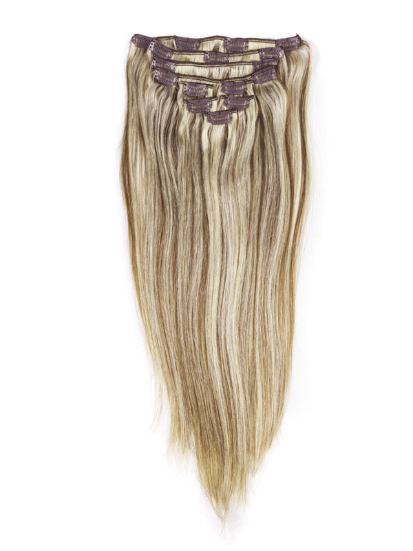Kastanienbraun/Blond (#F6-613) Ultimate Straight Clip In Remy Hair Extensions 9 Stück 0