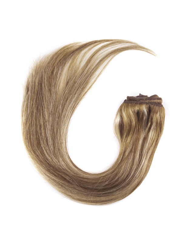 Kastanjebrun/blond(#F6-613) Ultimate Straight Clip In Remy Hair Extensions 9 stk. 1