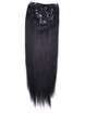 Jet Black(#1) Premium Straight Clip en extensiones de cabello 7 piezas 1 small