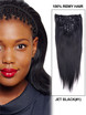 Jet Black (#1) Straight Ultimate Clip In Remy Hair Extensions 9 stuks 0 small