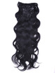 Jet Black(#1) Body Wave Extensions de cheveux à clips de qualité supérieure 7 pièces 0 small