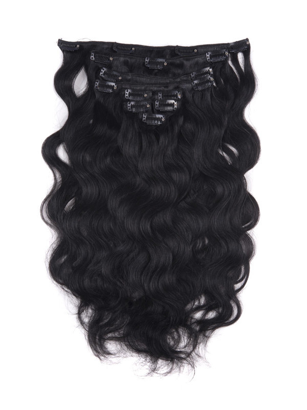 Jet Black(#1) Body Wave Ultimate Clip In Remy Hair Extensions 9 pièces 0