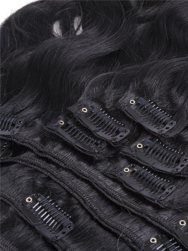 Jet Black (#1) Body Wave Ultimate Clip In Remy Hair Extensions 9 Stück 1
