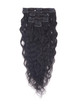 Jet Black(#1) Deluxe Kinky Curl Clip In Human Hair Extensions 7 stk 0 small