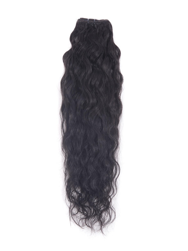 Jet Black(#1) Deluxe Kinky Curl Clip In Human Hair Extensions 7 stk 1
