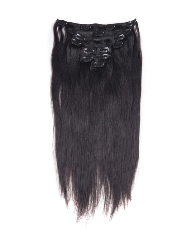 Natural Black(#1B) Ultimate Clip recto sedoso en extensiones de cabello Remy 9 piezas 2