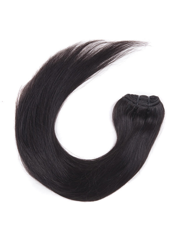 Clipe reto de seda final preto natural (#1B) em extensões de cabelo remy 9 peças 3