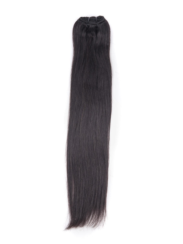 Clipe reto de seda final preto natural (#1B) em extensões de cabelo remy 9 peças 4