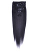 Negro natural (# 1B) Clip recto sedoso de lujo en extensiones de cabello humano 7 piezas 0 small