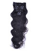 Natursvart(#1B) Premium Body Wave Clip In Hair Extensions 7 stk 1 small