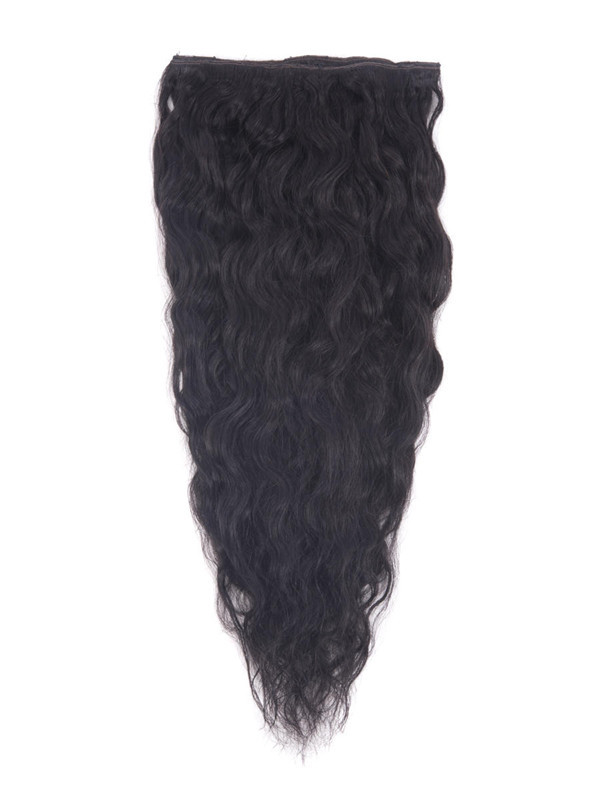 Natural Black (#1B) Premium Kinky Curl Clip In Haarverlängerungen 7 Stück 2
