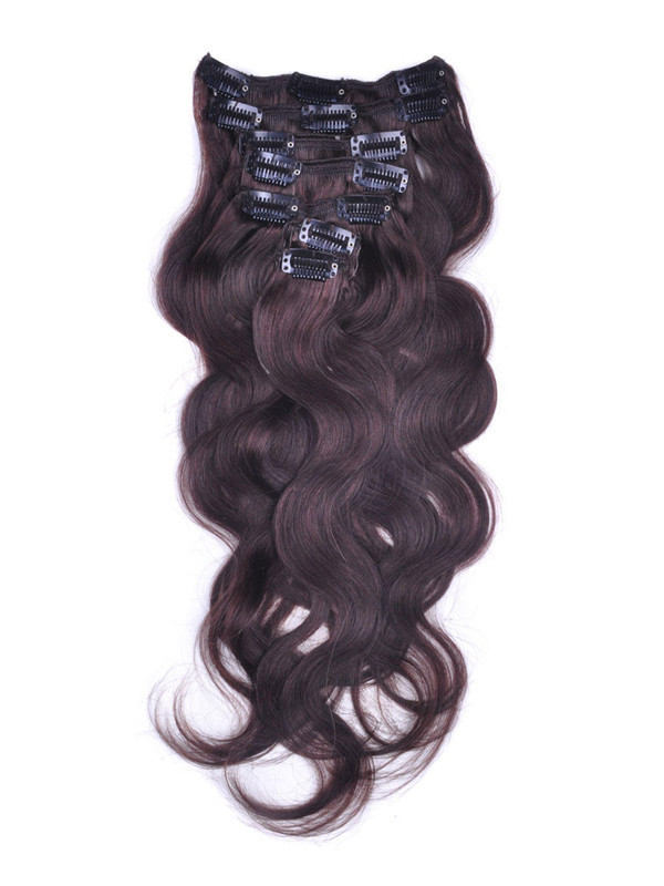 Marrón oscuro (# 2) Premium Body Wave Clip en extensiones de cabello 7 piezas 0