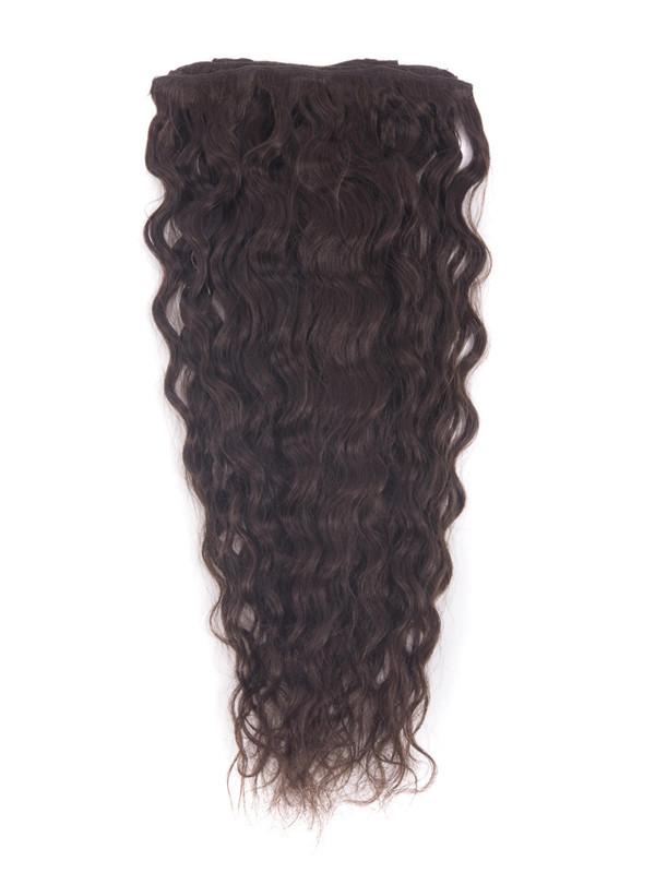 Mörkbrun(#2) Premium Kinky Curl Clip In Hair Extensions 7 delar 1