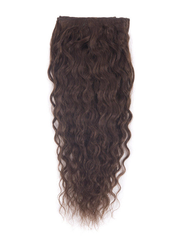 Brun moyen (#4) Deluxe Kinky Curl Clip dans les extensions de cheveux humains 7 pièces 2