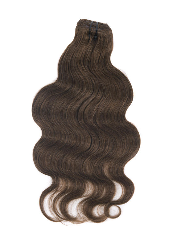 Medium Chestnut Brown(#6) Premium Body Wave Clip In Hair Extensions 7 deler 3