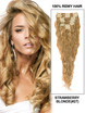 Aardbeiblond (#27) Premium Kinky Curl Clip In Hair Extensions 7 stuks 0 small