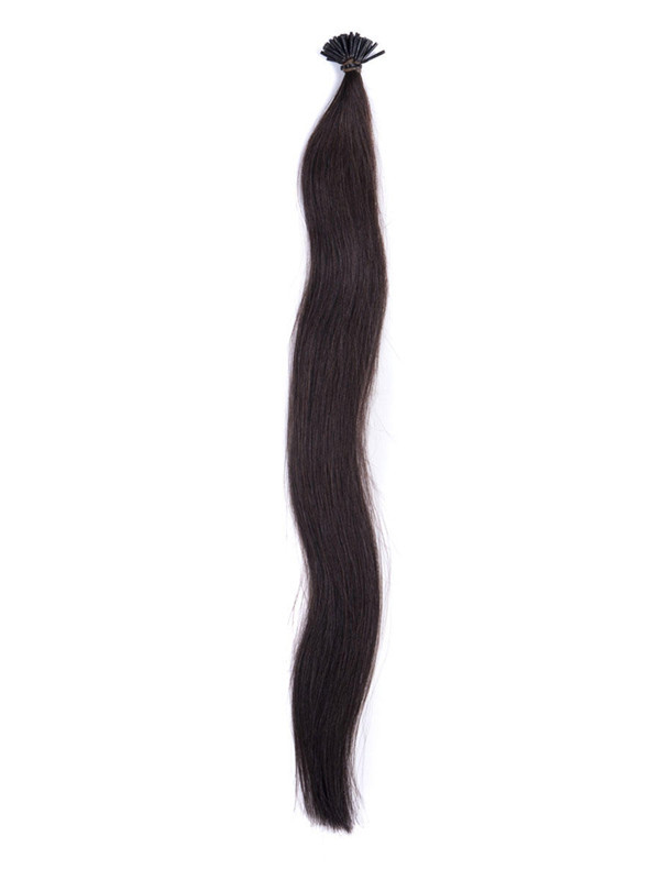50 stykker Silky Straight Remy Stick Tip/I Tip Hair Extensions Natural Black(#1B) 1