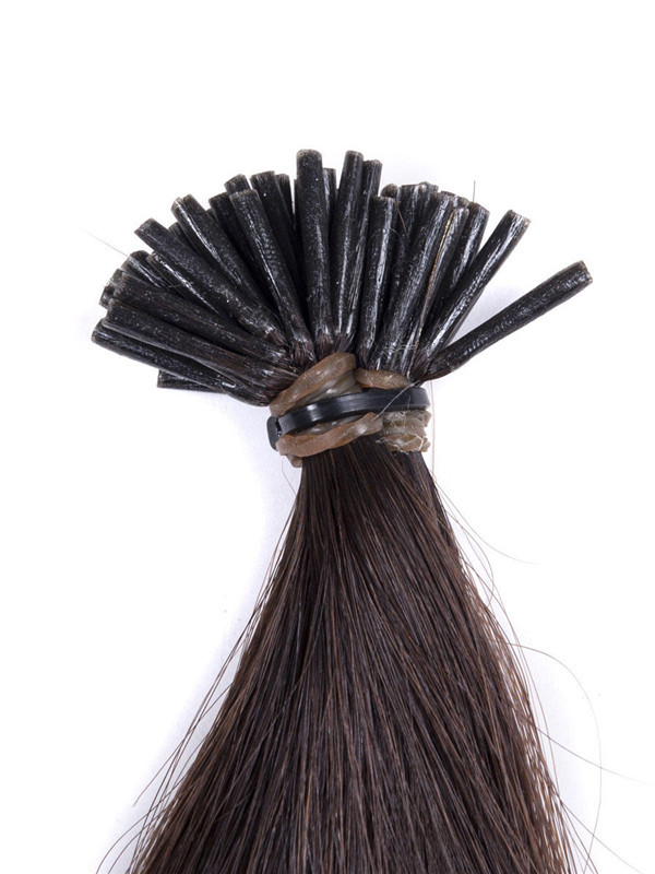 50 extensiones de cabello con punta de palo Remy recta y sedosa/extensiones de cabello con punta en I negro natural (# 1B) 3