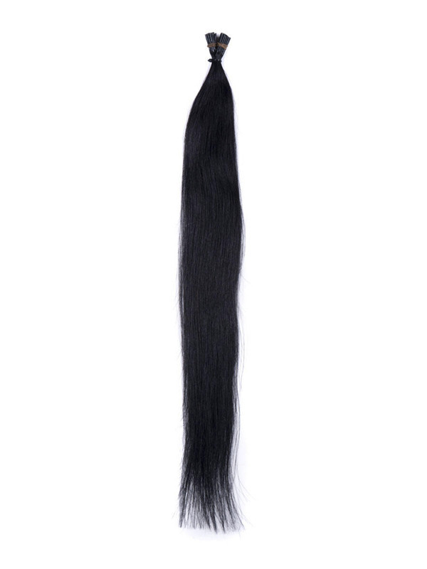 50 stykker Silky Straight Stick Tip/I Tips Remy Hair Extensions Jet Black(#1) 0