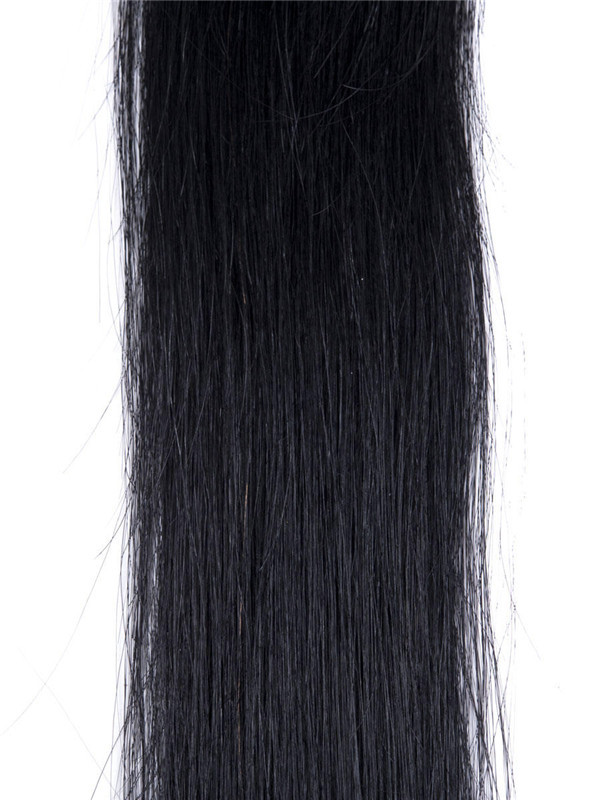 50 delar Silky Straight Stick Tip/I Tips Remy Hair Extensions Jet Black(#1) 2
