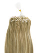 Extensiones de cabello Remy Micro Loop, 100 hebras, sedoso, recto, marrón dorado/rubio (#F12/613) 1 small