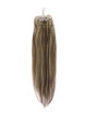 Micro Loop Human Hair Extensions 100 tråder silkeaktig rett kastanjebrun/blond(#F6/613) 0 small