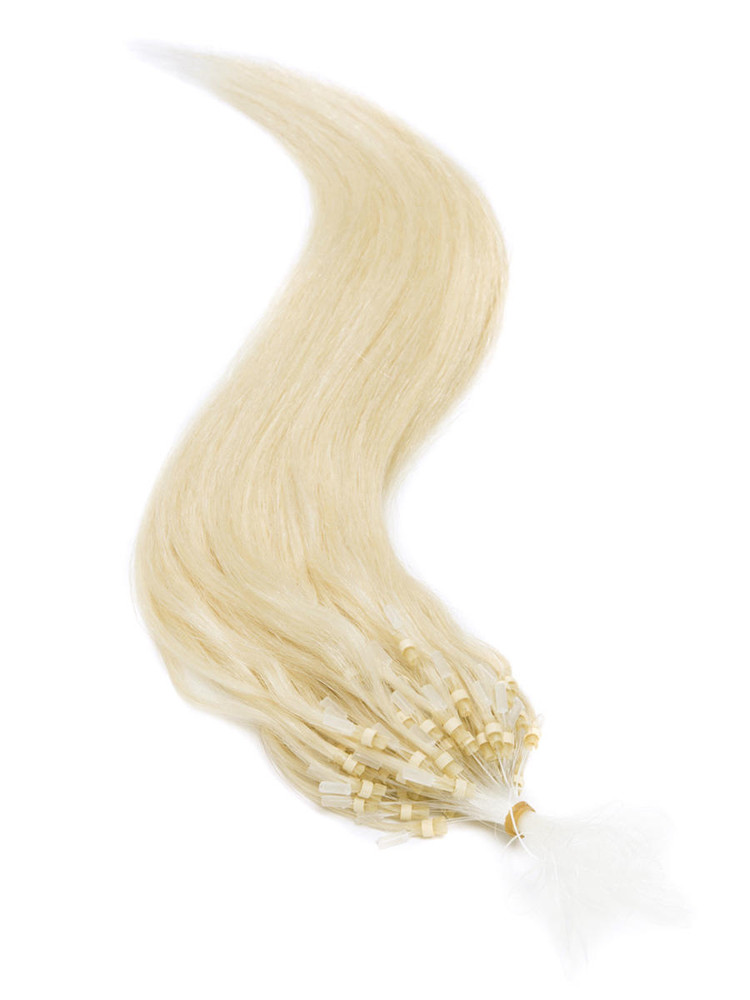 Remy Micro Loop Hair Extensions 100 tråder Silky Straight Bleach White Blond(#613) 1