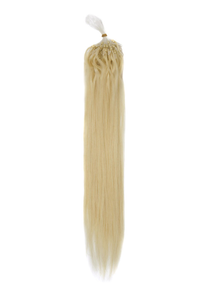 Micro Loop Remy Hair Extensions 100 tråder silkeaktig rett Medium Blond(#24) 0