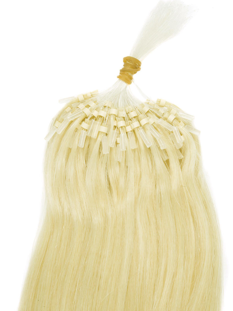 Micro Loop Remy Hair Extensions 100 tråder silkeaktig rett Medium Blond(#24) 1