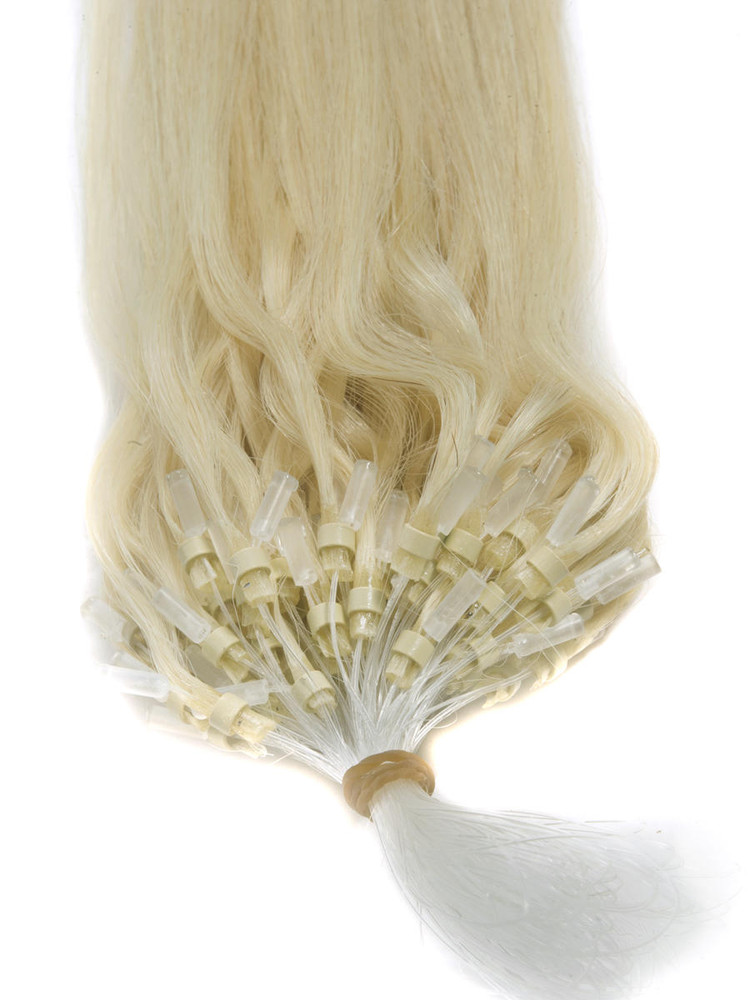 Micro Loop Remy Hair Extensions 100 tråder silkeaktig rett Medium Blond(#24) 2