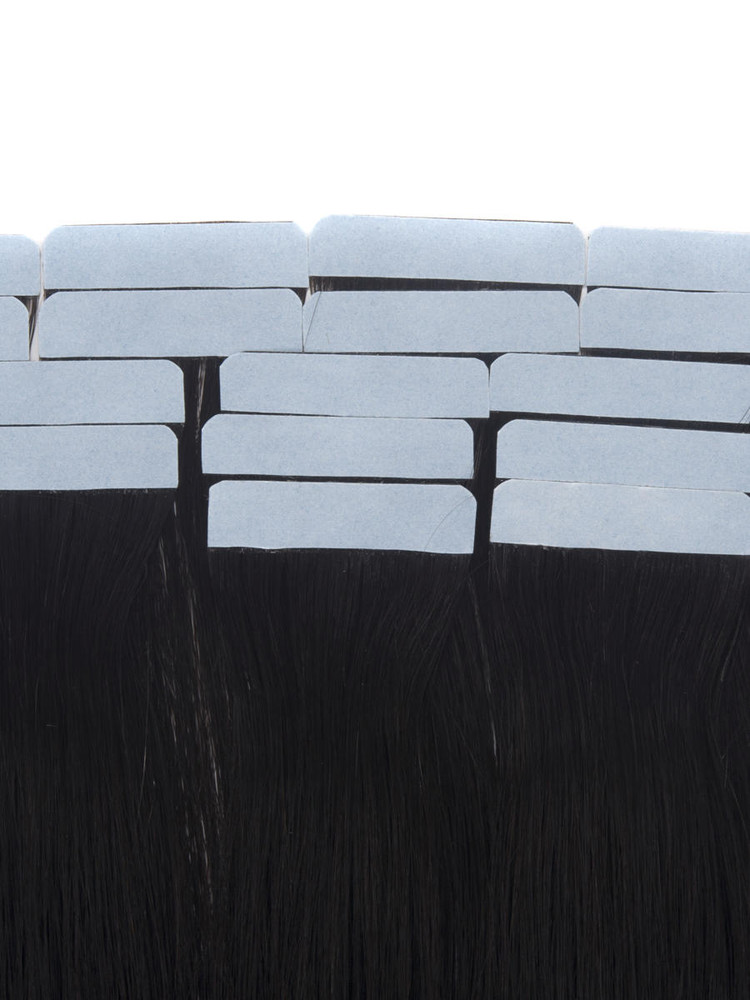 Remy Tape In Hair Extensions 20 Stuk Zijdeachtig Recht Natuurlijk Zwart (#1B) 1