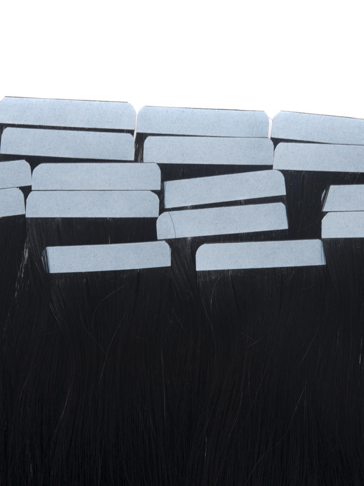 Cinta en extensiones de cabello Remy, 20 piezas, sedoso, negro azabache (n.º 1) 0