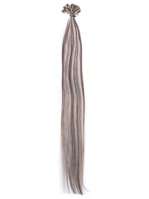 50 Stuk Silky Straight Remy Nail Tip/U Tip Hair Extensions Bruin/Blond (#P4/22) 1