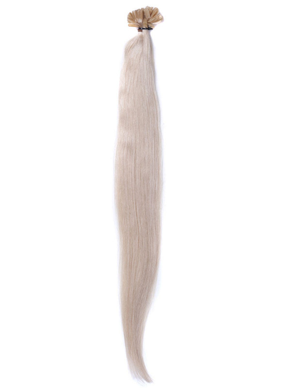 50 extensiones de cabello Remy con punta de uñas rectas y sedosas/punta en U, rubio medio (#24) 1