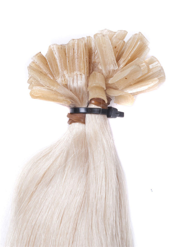 50 stykker silkeaktig rett neglespiss/U-spiss Remy Hair Extensions Medium Blond(#24) 2