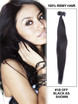 50 extensiones de cabello con punta de uñas Remy rectas y sedosas/punta en U, color negro natural (#1B) 1 small