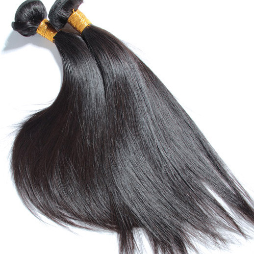 Paquetes de cabello brasileño virgen recto sedoso Natural Black 1pcs 0
