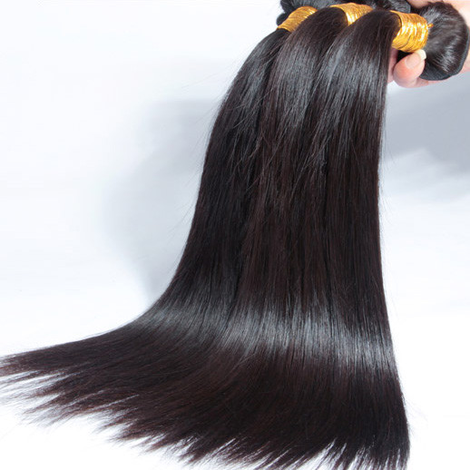 Paquetes de cabello brasileño virgen recto sedoso Natural Black 1pcs 2