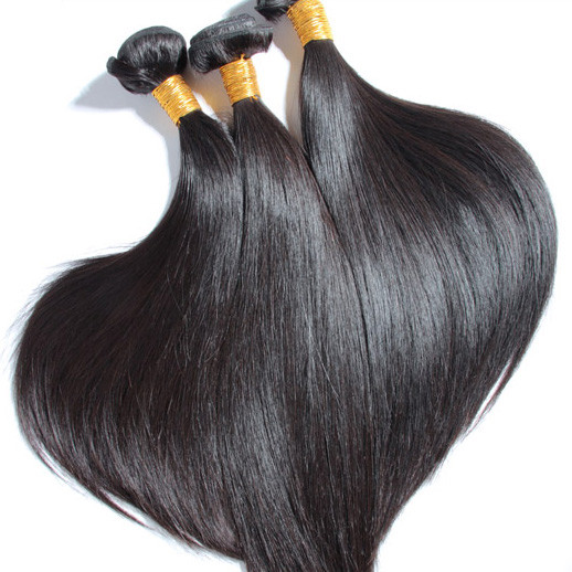 3 paquetes de armadura de cabello brasileño virgen recto sedoso negro natural 8A 0