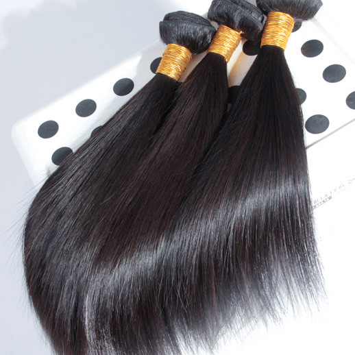3 paquetes de armadura de cabello brasileño virgen recto sedoso negro natural 8A 1
