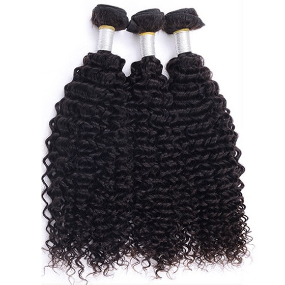 Paquetes de cabello rizado rizado brasileño virgen natural negro 1pcs 0