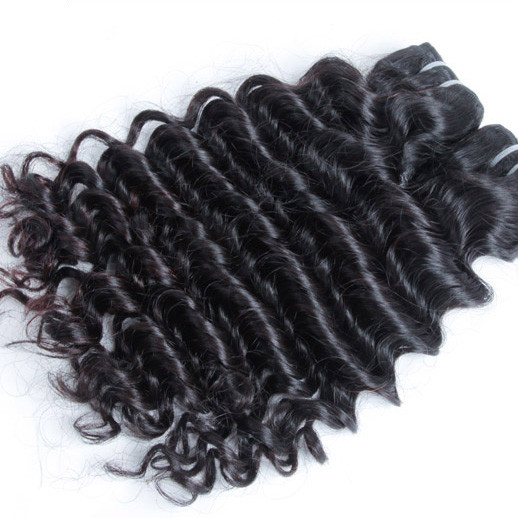 1 st 7A Virgin Indian Hair Extensions Deep Wave Natural Black 0