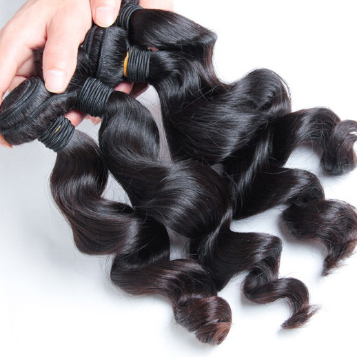 4 stk 7A Loose Wave Malaysian Virgin Hair Weave Natural Black Billig Pris 1